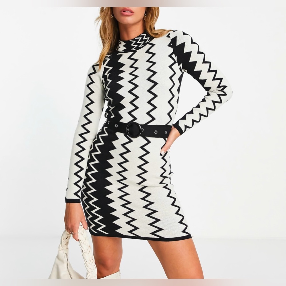 Never Fully Dresses Zig-Zag Knit Dress
